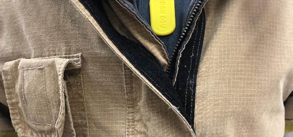 Firefighters in the Kansas City, Missouri, area, wore personal passive samplers in the shape of a military-style dog tag made of silicone on an elastic necklace. The samplers detect chemicals in the air.