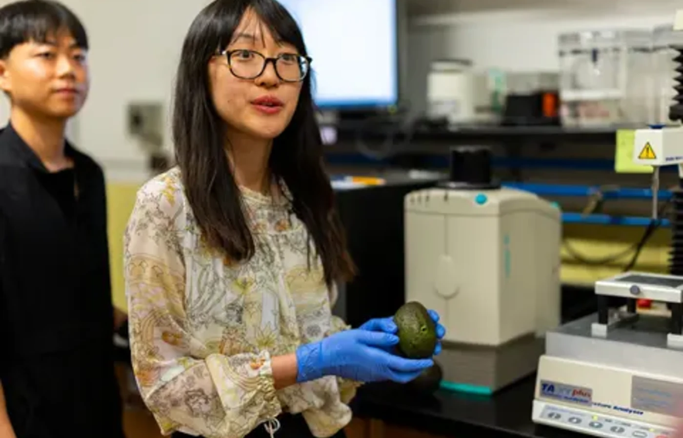 Researcher holding avocado