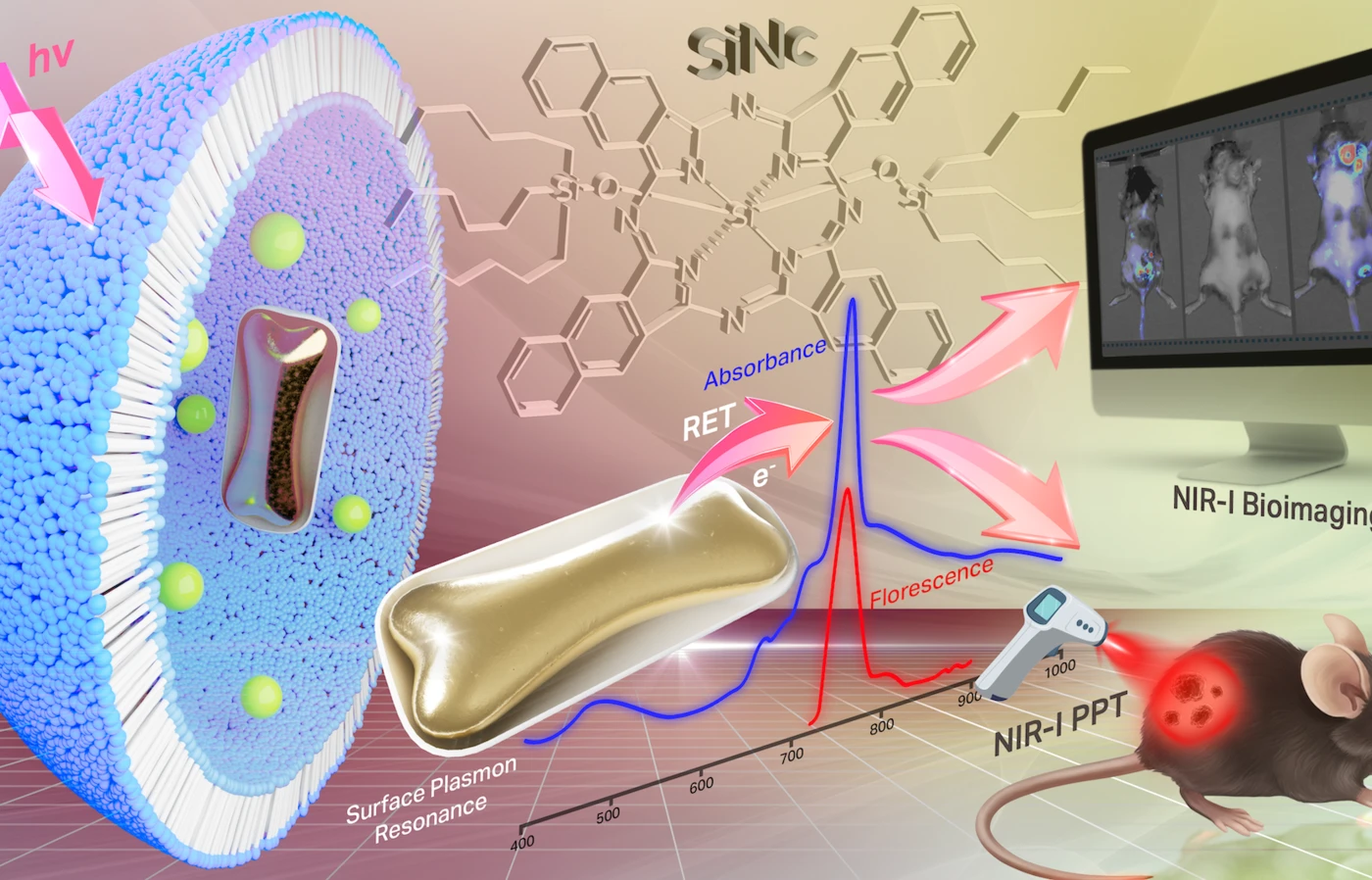 A graphic depicting a nanoparticle melanoma therapy.