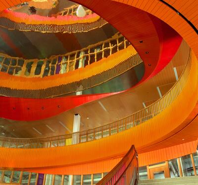 Afterglow, the orange reflective staircase that spirals upward in the Stude