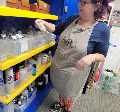 Instructor with chemicals