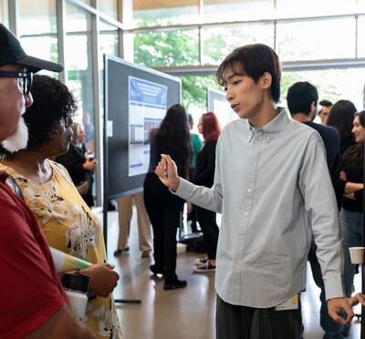 Student giving presentation