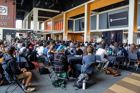 Students gathered for hackathon