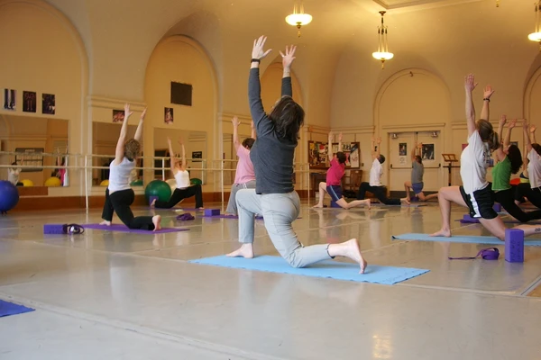 Faculty Staff Fitness students participate in a yoga class.