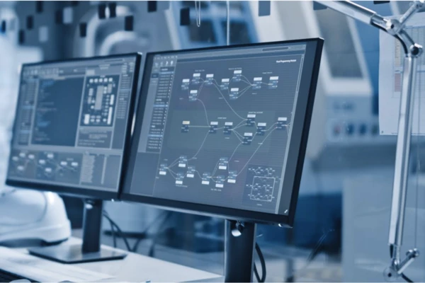 Generic image of computers in a high-tech lab