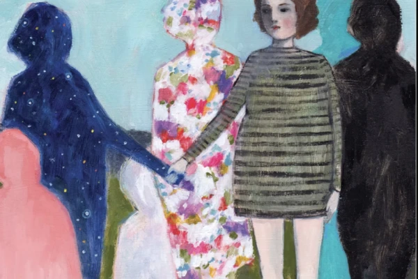 Cover art of the book is an illustration of a girl holding hands with a shadow.