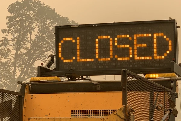Road closed sign