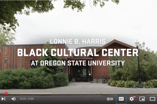 Screenshot of a YouTube video showing the Lonnie B. Harris Black Cultural Center at OSU.