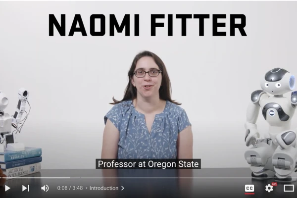 Screen shot of Naomi Fitter and robots