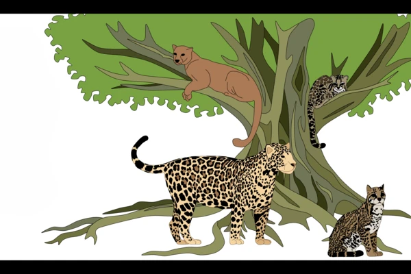 Wild cats near tree