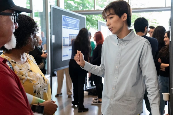 Student giving presentation